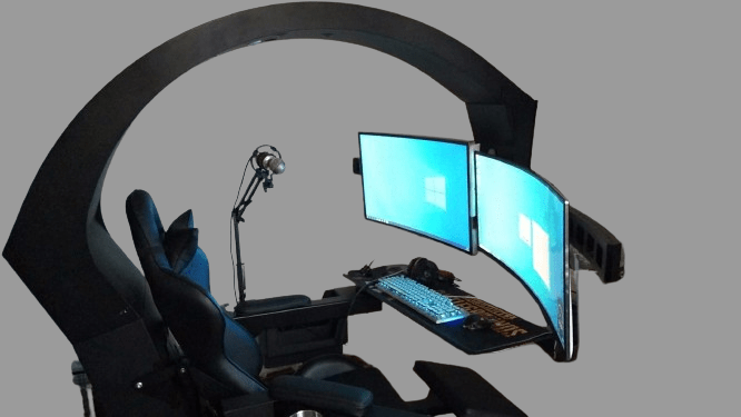 Gaming Chair and Microphone with Monitor