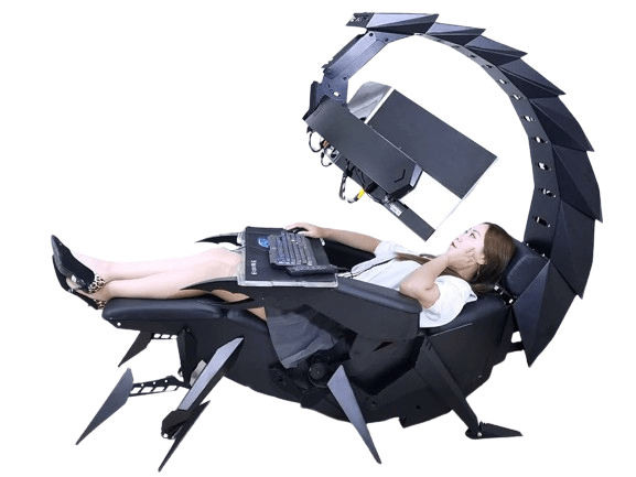 Gaming Chair with Monitor a girl plying